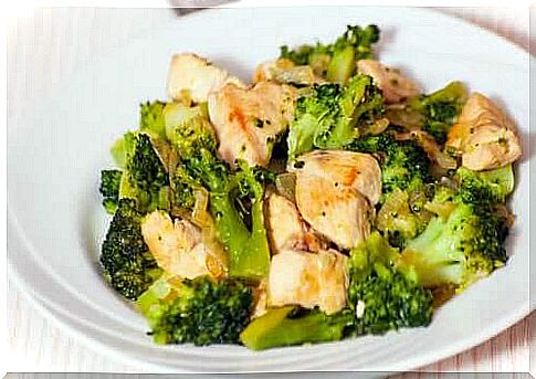 Plate-of-chicken-and-green-vegetables