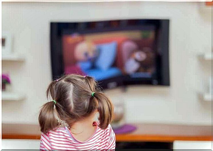 Screen time - girl in front of the TV