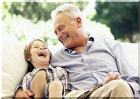 Respect for the elderly: grandpa and grandchildren